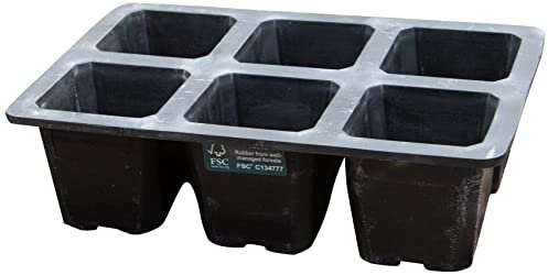 Wildlife World Plastica Free Gardening - Vassoio per Semi in Gomma Naturale XL a 6 Celle