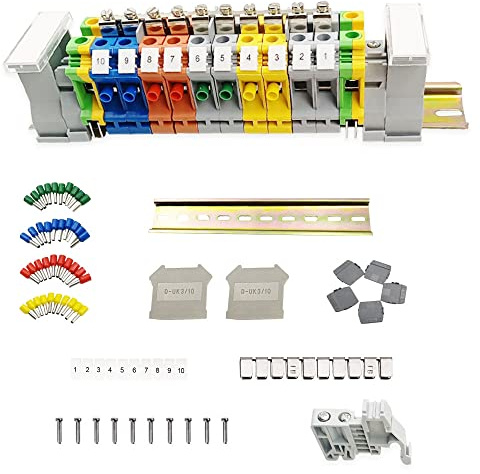 JINXIAN Klemme für Hutschiene Reihenklemmen Hutschiene-Kit UK/10N | Durchgangsklemme Anschlussblöcke Elektrisch Schienenanschlussblock