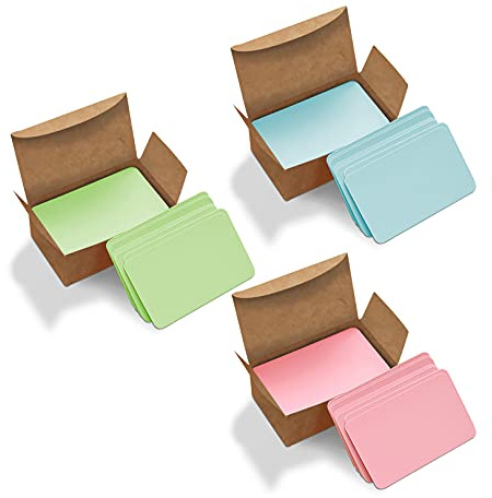 VANRA 300 tarjetas de índice pequeñas en blanco de 3.5 x 2 pulgadas, tarjetas de estudio de flash, mensajes de palabra, tarjetas de regalo, tarjetas de papel kraft (colores surtidos, 300 por paquete)