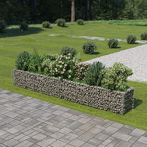 Tidyard Gabion surélevé en acier galvanisé - Jardin durable et élégant - Dimensions 360x50x50 cm
