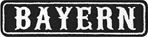 Parches ropa termoadhesivos BAYERN: Emblema del club de motociclistas de Bayern, para planchar. Insignia del club de motocicletas parche con nombre. Tamaño: 100x25 mm