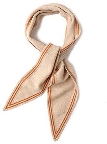 YUONNY 100% Kaschmir Diamant Schal Klein Halstuch, Super Weiche Warme Strickschal für Damen Mädchen, Frühling Herbst Vielseitiges Dreieckstuch, Kurze Gestrickt Kaschmir Kragenschals, Beige