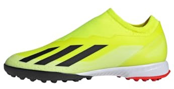 Adidas Unisex Adulto X Crazyfast League Laceless Turf Boots, Solar Yellow/Core Black/Cloud White, 42 2/3 EU