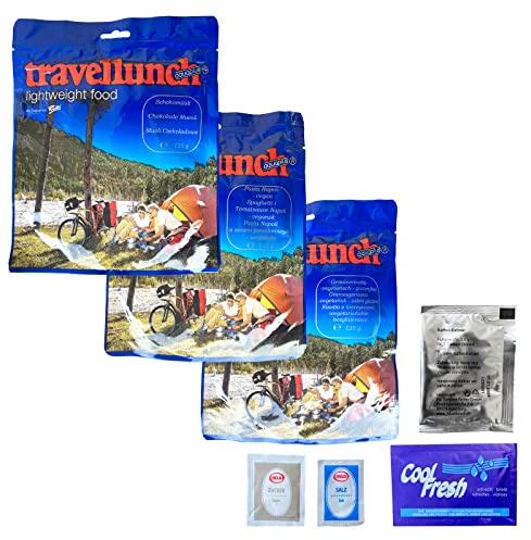 Travellunch Tagespaket Standard Typ 4 vegetarisch - Trekking Nahrung - Camping Food - Gefriergetrocknetes Essen - Outdoor Food - 3 Mahlzeiten - EPa MRE meal ready to eat
