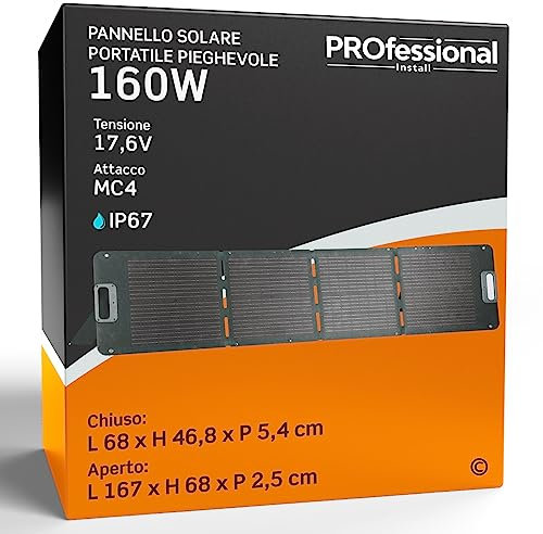 Pannello Solare Portatile 160W Impermeabile IP67 - Tripla connessione MC4 XT60 DC7909 - USB-A e USB-C integrate