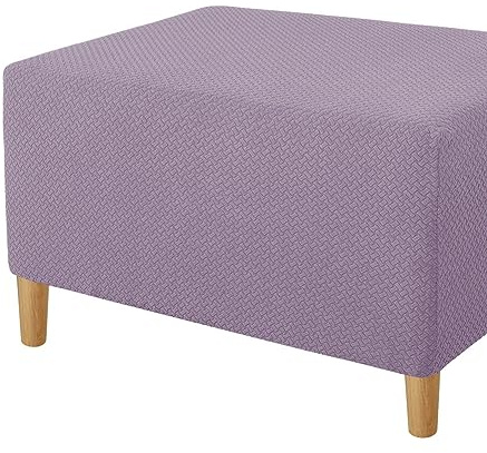 Lukery Ottomane Schonbezug Hockerbezug,Stretch Hocker Bezug Staubdichte All-Inclusive für Hocker Hussen Fußschemel Fußstütze Protector Waschbar Hockerabdeckung (Helles Lila,XL: 43-62”)