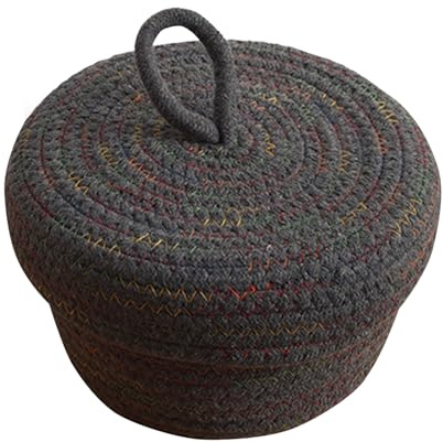 Icegrey Aufbewahrungskorb Baumwolle Strickkorb Dekorative NatüRliche Runden Wasserdichter Aufbewahrungsboxen Organisatoren für Babyzimmer, Schlafzimmer, Wohnzimmer Dunkelgrau Small