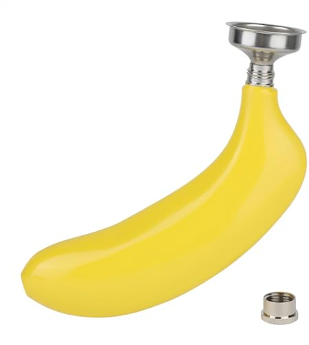 HOHXFYP Bottiglia Tascabile per Alcol, Fiaschetta Tascabile a Forma di Banana da 5 Once con Imbuto, Bottiglia per Bevande in Acciaio Inossidabile Whisky Rum Vodka per Bar, Feste
