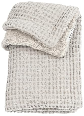 Meyco Baby Decke Waffle Teddy - Größe 100x150cm - TOG 2 - Kuscheldecke - Oeko Tex Zertifiziert - vielseitig einsetzbar - kuschelig & atmungsaktiv - Greige