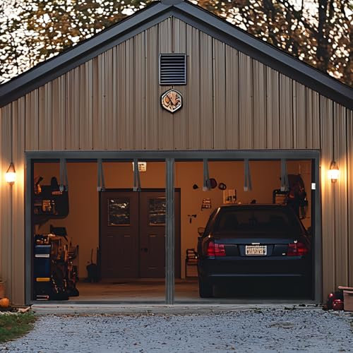 Heavy Duty Garage Door Screen for 2 Cars, Fits Door Size 16x7FT, Magnetic Fiberglass Garage Screen Door with Reinforced Mesh, Self Sealing, Easy Install, Fresh Air Flow, Pet and Kid Friendly