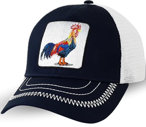 Express-klistermärke truckerkeps med tupp motiv The Farm – justerbar Urban Basekeps – sköldpadda – baseballkeps – nätkeps snapback-keps med stängning – tupp motiv – en storlek passar alla, blå, En