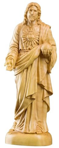 Tallado a Mano Tradicional de 20 cm, for el hogar, Sala de Estar, decoración de la Iglesia, boj, Tallado católico, Adornos de Estatua de Jesús