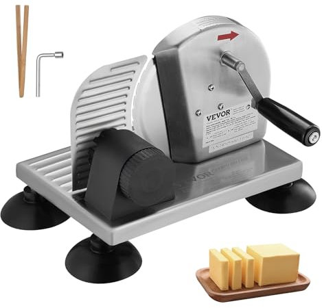 VEVOR Trancheuse à Pain Manuelle, Épaisseur Réglable 0-152 mm, Coupe-Fromage et Beurre avec Lame en Acier Inoxydable Micro-Dentelée, Coupe-Pain Commercial en Alu pour Cuisine, Restaurant, Boulangerie