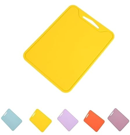 Chopping Board, Food Grade Silicone Flexible Cutting Board, Extra Thick Boards, Silicone Double-Sided Usable Cutting Board, Colored Mat Set, Non Slip Sheets (Yellow)