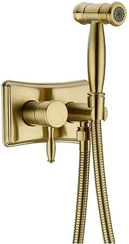 Bidetarmaturen, Badezimmer, verdecktes Heiß- und Kalt-Bidet-Sprühset, Handbrause, Toilettenaufsatz, 2-Funktions-Sprühset (Gold, gebürstetes Gold)