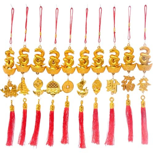 Lucky Charm, décorations Chinoises du Nouvel an 10pcs Snake Lucky Charm Feng Shui décor avec Petit Ornements de Suspension décoratif