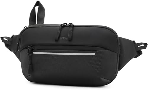 Huntvp Bauchtasche Herren Sport Hüfttasche Erweiterbare Gürteltasche Nylon Fanny Pack Multifunktional für Camping Wandern Reisen Outdoor Sport, Schwarz