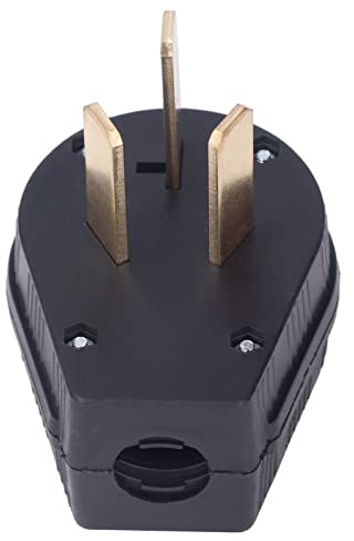 Prise Droite Industrielle à 3 Broches, Prise NEMA 10-50P 125 V/250 V 50 A avec Coque PA66, Contacts en Laiton, Tenue à la Tension AC 2500 V, pour Cuisinière, Sèche-linge,