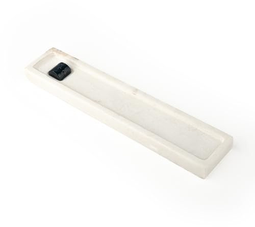 Marmor-Räucherstäbchenhalter, eleganter Aromatherapie-Akzent, einfacher Agarbatti-Ständer für Zuhause, Büro, Spa und Geschenk (weiß, rechteckig)