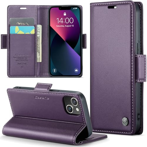 Rerzoiro Handyhülle für iPhone 13 Mini Hülle, Premium PU Lederhülle Klappbar Flip Case [RFID Blocker] Tasche Magnet Kartenfach Klapphülle Schutzhülle für iPhone 13 Mini, Lila