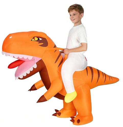 Alaoo Déguisement Gonflable Dinosaure, Costume Dinosaure Enfant, Costume Gonflable Raptor, Costume de T-Rex Amusant, pour Fête D'halloween, Fête de Noël, Anniversaires, Cosplay Unisexe, Enfant