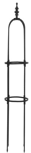 BIUDECO Enrejado de Jardín Metálico Negro 8mm, Soporte para Plantas Trepadoras, Obelisco Alto 120cm Círculo 20cm, para Flores, Verduras y Plantas en Maceta, Adecuado para Jardín y Terraza