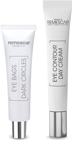Remescar Pack Antibolsas Ojeras - Tratamiento Instantáneo 8ml + Crema Día Contorno Ojos 15ml - Reduce Hinchazón Ilumina Mirada Hidratación Reafirmante Suaviza Líneas Cuidado Diario