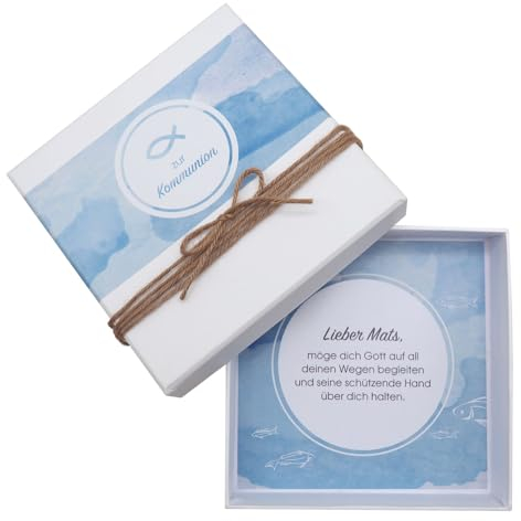 ZauberDeko Geldgeschenk Verpackung Kommunion MIT Namen Fisch Blau Türkis Petrol Geschenk Gutschein