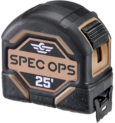 Spec Ops Tools 25-Foot Tape Measure, 1 Double-Sided Blade, Military-Grade Composite Case, 3% Donated to Veterans