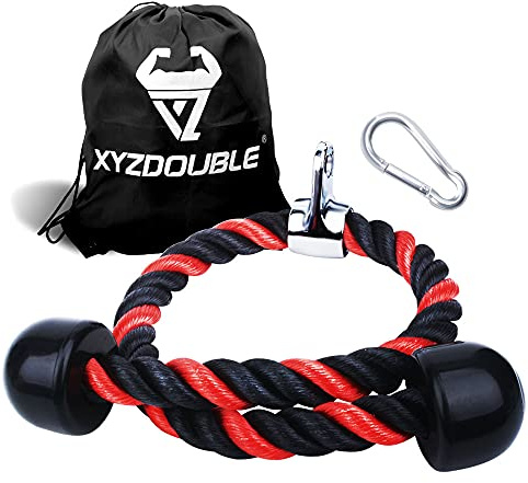 XYZDOUBLE Trizepsseil 70cm/90cm Trizeps Seil Triceps Rope Kabelzug Griffe Fitness mit Rutschfesten Griffen Heavy Duty Kabel Befestigung für Fitness,Trizeps,Fitnessstudio Oder zu Hause-Rot
