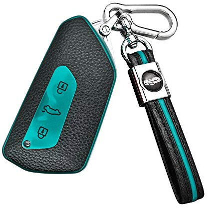 ontto Autoschlüssel Hülle Cover für VW ID.3 ID.4 Golf 8 Seat Leon MK 4 Tarraco Ateca Skoda Octavia 2020 Schlüsselhülle TPU Leder Schlüsselanhänger Schlüssel Schutz Etui Fernbedienung 3 Tasten-Grün