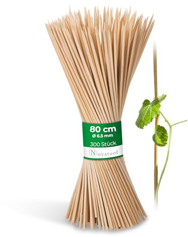 Novatool 300x Splittstäbe 80 cm x 6,5 mm I Natur I Pflanzenstab Bambus Rankhilfe Holz Tokinstäbe Tonkinstab Pflanzenstütze orchideenstab Rankgitter Holz