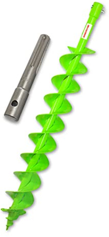 WERHE® Profi Bohrer VollStahl, Erdbohrer für bohrmaschine 100 mm Doppel-Welle extrem robust mit SDS Max Adapter - Pfahlbohrer Brunnenbohrer präzise Bohrspitze.