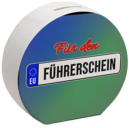 Spardose aus Keramik mit Spruch: Für den Führerschein mit Kennzeichenmotiv eine tolle Geschenkidee um auf den Führerschein oder das erste eigene Auto zu sparen Sparschwein sparen
