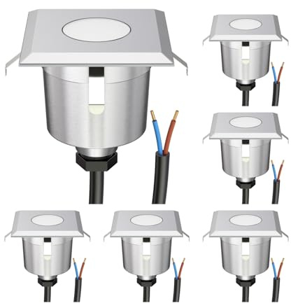 ledscom.de 6x LED Bodeneinbauleuchte AGENA für außen, IP65, edelstahl, eckig, 6 x 6cm, warmweiß