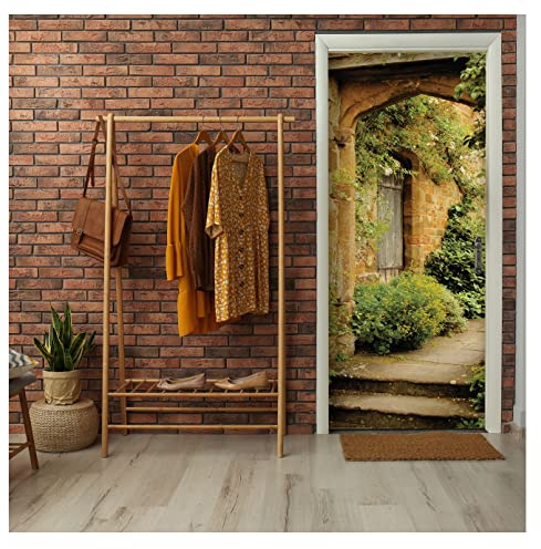 Wallarena Türtapete, Gasse, 91x211cm | Fototapeten - Tapeten - für Wohnzimmer Schlafzimmer - Vliestapete Wandtapete Tapete 3D Effekt- inkl. Kleister
