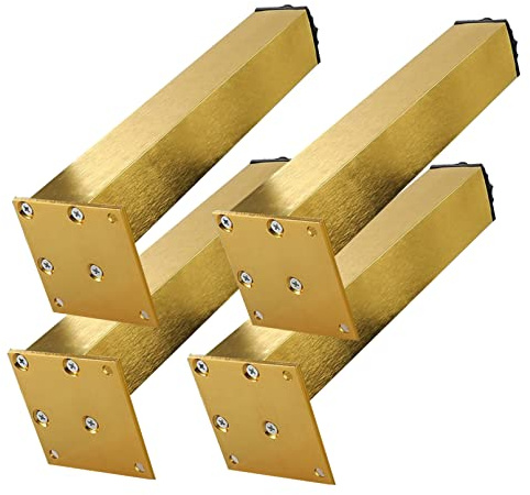 Möbelfüße einstellbar möbelfüsse gebürstetes Gold Möbelbeine Aluminiumlegierung Platz Schrankfüße Metall Verstellbare Sofa quadratisch Bettbeine,Tisch,möbelgleiter bankfuesse,4 Stück (20cm)