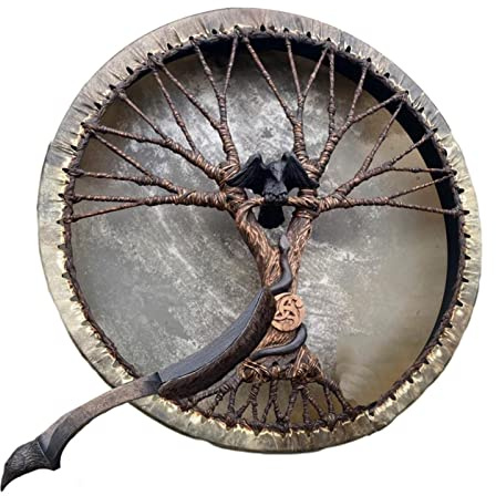 Yeeda Shamanic Drums, Shamanic Drums with Drumstick, Handmade Siberian Drum Sound Healing Tool, Symbol of Spiritual Music of Siberian Drum