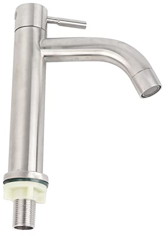 YUMILI Sink Water Faucet, Stainless Steel Water Faucet, Stainless Steel Single Cold Water Tap Undercounter Water Kitchen Faucet for Kitchen with G1/2in Male Thread