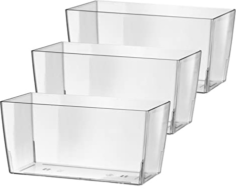 Rechteckiger Blumentopf aus transparentem Kunststoff, als Pflanzkasten oder Blumenkübel geeignet (3, 30 cm)