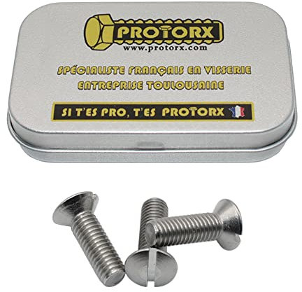 Vis Tete Fraisee Bombee Fendue M5 x 16mm : Boite 10 Pcs Visserie Inox pour Ecrou Rondelle | Vis à Tête Fraisée Bombée Fendue Acier A2 | Metal Anti-Rouille - DIN 964 | Boite Rangement Vis PROTORX