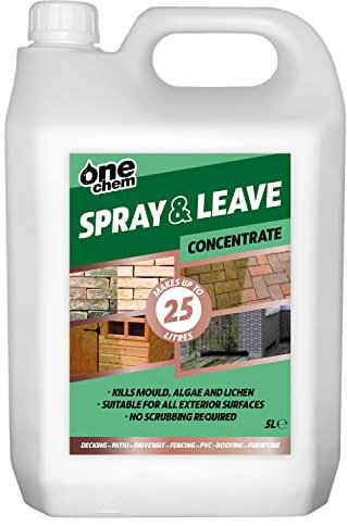 One Chem 5 Litre Concentrate Spray and Leave - Patio Decking Fencing - Green Mould and Algae Killer - Makes up to 25 Litres