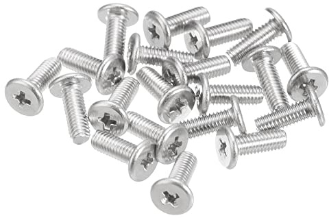 sourcing map M3-0.5 x 8mm 50Pcs Flat Round Head Screws 304 Stainless Steel Phillips Drive Machine Screws Hardware Fastener for Furniture Connection