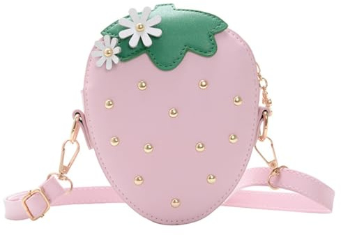 TENDYCOCO Erdbeerförmige Umhängetasche Für Mädchen Kleine Münztasche Mit Verstellbarem Pu-Gurt Praktisch Für Alltag Reisen Und Freizeit