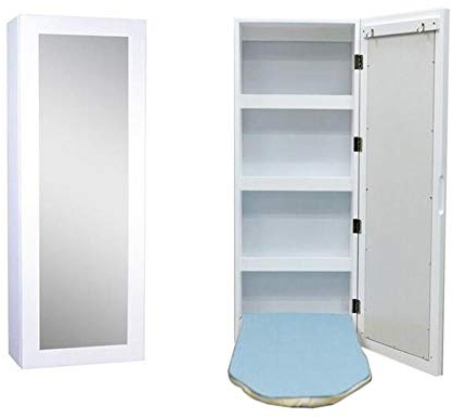 Mesa Auxiliar para Sala de Estar, Mesa Auxiliar para Montaje en Pared, gabinete para Tabla de Planchar Plegable con Espejo Rectangular y Tabla de Planchar incorporada de almacenami