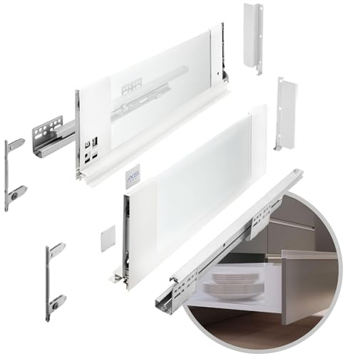 GTV – Lådsystem AXIS PRO | Låda med glassidor | Lådsystem | Höjd: 167 mm längd: 350 mm | Vit med mjölkglas