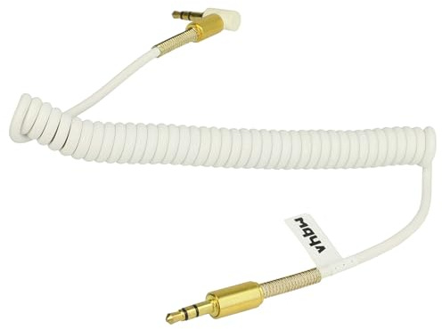vhbw Adaptateur pour câble Audio stéréo Compatible avec Sony 1ADAC, MDR-10R Casque - 3,5mm vers Jack 3,5 mm, doré, Angle Droit, Or/Blanc