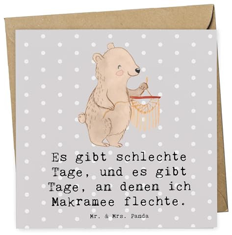 Mr. & Mrs. Panda Grußkarte Bär Makramee - Geschenk, anlasskarte, Sportart, faltkarte, Basteln mit, doppelkarte, Klappkarte, Glückwunschkarte