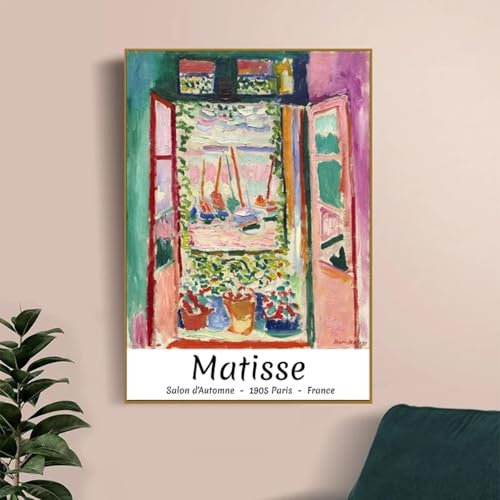 FOKTMS „Das offene Fenster“ von Henri Matisse, abstraktes rosa Kunstgemälde, Ausstellungsposter, Galerie-Wandkunst, Leinwandbild, Raumdekoration, 40 x 60 cm, rahmenlos