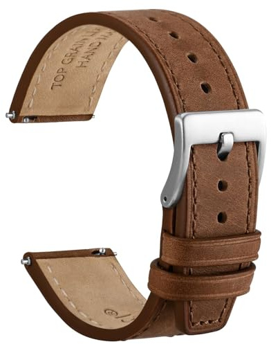 WOCCI Elite Uhrenarmband, Top Grain Leder, Schnellverschluss, Bandbreite 18mm 20mm 22mm